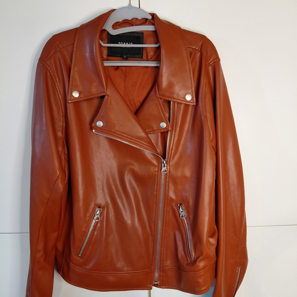 torrid Jackets & Blazers - torrid Rust Faux Leather Moto Jacket